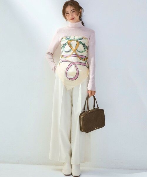 L size ONWARD(大きいサイズ) / エルサイズオンワード その他パンツ | 【滝沢眞規子さん着用/CanCam11月号掲載】ナチュラルストレッチサキソニー タック ワイド パンツ | 詳細3