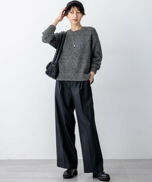 L size ONWARD(大きいサイズ) / エルサイズオンワード その他パンツ | 【滝沢眞規子さん着用/CanCam11月号掲載】ナチュラルストレッチサキソニー タック ワイド パンツ | 詳細22