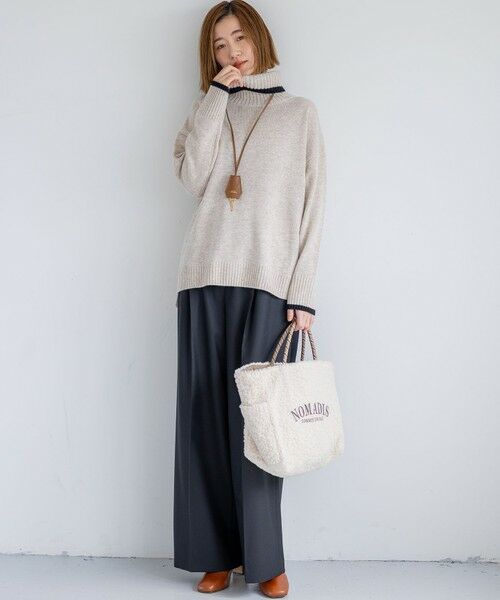 L size ONWARD(大きいサイズ) / エルサイズオンワード その他パンツ | 【滝沢眞規子さん着用/CanCam11月号掲載】ナチュラルストレッチサキソニー タック ワイド パンツ | 詳細24