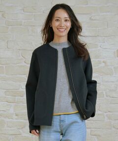 L size ONWARD(大きいサイズ) / エルサイズオンワード その他アウター | ウールナイロンリバー ノーカラー コート