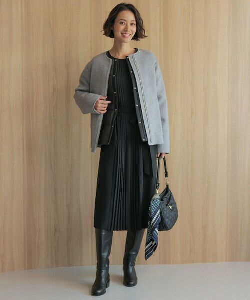 L size ONWARD(大きいサイズ) / エルサイズオンワード その他アウター | ウールナイロンリバー ノーカラー コート | 詳細1