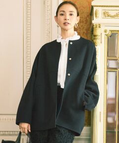 L size ONWARD(大きいサイズ) / エルサイズオンワード その他アウター | 【17号サイズまで展開・SHIHOさん着用】ウールリバーノーカラー コート