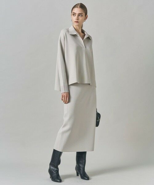 L size ONWARD(大きいサイズ) / エルサイズオンワード ミニ・ひざ丈スカート | 【洗える】 シンセティックダブルフェイス ニットタイトスカート | 詳細3