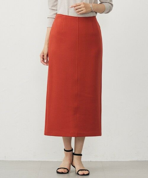 L size ONWARD(大きいサイズ)/エルサイズオンワード ダンボールジャージー ナロー スカート オレンジ系 T15