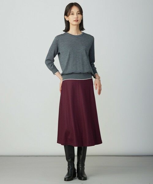 L size ONWARD(大きいサイズ) / エルサイズオンワード ミニ・ひざ丈スカート | ウールスムース スカート | 詳細5