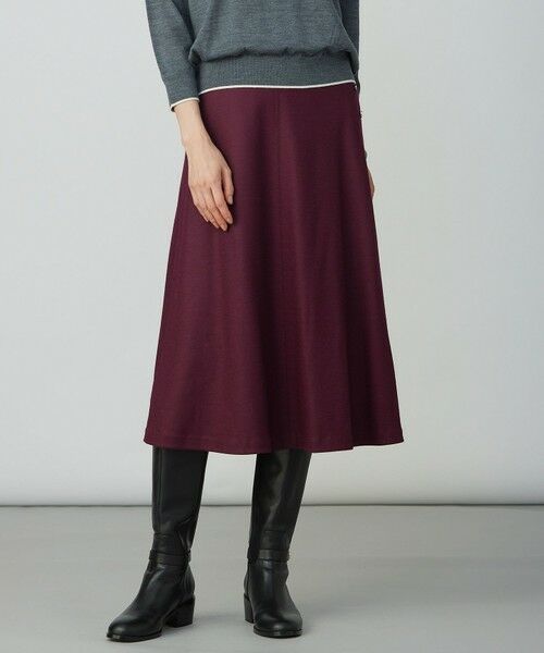 L size ONWARD(大きいサイズ)/エルサイズオンワード ウールスムース スカート バーガンディ系 T17