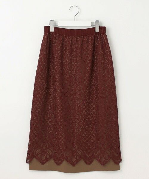 L size ONWARD(大きいサイズ) / エルサイズオンワード ミニ・ひざ丈スカート | 【SHIHOさん着用】バイカラーレース スカート | 詳細6