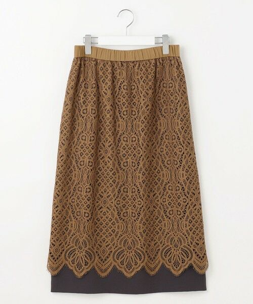 L size ONWARD(大きいサイズ) / エルサイズオンワード ミニ・ひざ丈スカート | 【SHIHOさん着用】バイカラーレース スカート | 詳細10