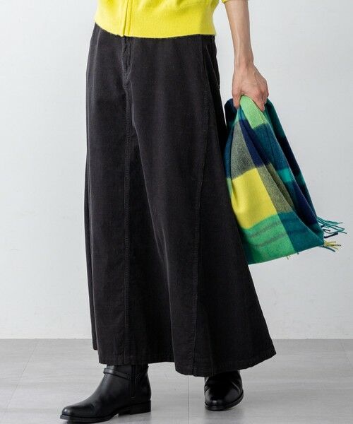 L size ONWARD(大きいサイズ)/エルサイズオンワード 【Oggi11月号掲載/洗える】コットン コーデュロイ スカート チャコールブラック系 44