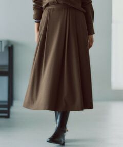 L size ONWARD(大きいサイズ) / エルサイズオンワード ミニ・ひざ丈スカート | 【洗える】ウールミルドジャージー タック スカート