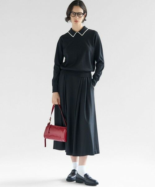 L size ONWARD(大きいサイズ) / エルサイズオンワード ミニ・ひざ丈スカート | 【洗える】ウールミルドジャージー タック スカート | 詳細7