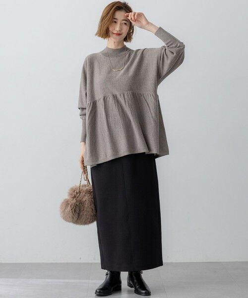 L size ONWARD(大きいサイズ) / エルサイズオンワード ミニ・ひざ丈スカート | 【洗える】コットンエアーダンボール Iライン スカート | 詳細11