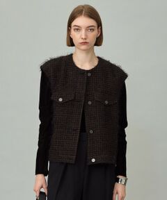 L size ONWARD(大きいサイズ) / エルサイズオンワード ベスト | フェザーツイード ベスト