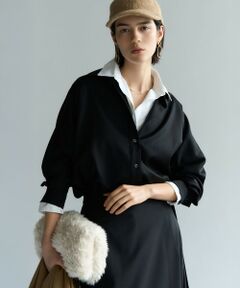 L size ONWARD(大きいサイズ) / エルサイズオンワード シャツ・ブラウス | 【滝沢眞規子さん着用/洗える】メリノウールサテン 2WAYドルマンスリーブシャツ