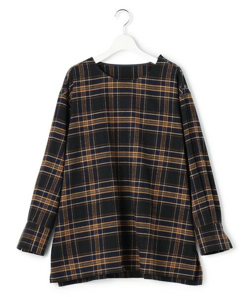 L size ONWARD(大きいサイズ) / エルサイズオンワード シャツ・ブラウス | 【Lサイズ限定】ブラッシュド ビエラチェック ノーカラーブラウス | 詳細17