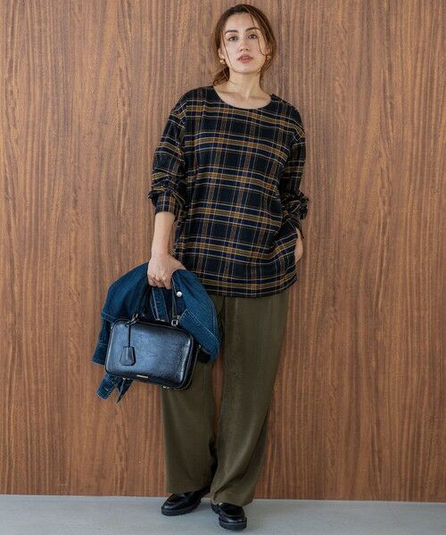 L size ONWARD(大きいサイズ) / エルサイズオンワード シャツ・ブラウス | 【Lサイズ限定】ブラッシュド ビエラチェック ノーカラーブラウス | 詳細11