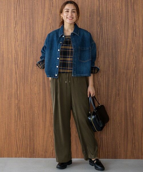 L size ONWARD(大きいサイズ) / エルサイズオンワード シャツ・ブラウス | 【Lサイズ限定】ブラッシュド ビエラチェック ノーカラーブラウス | 詳細12