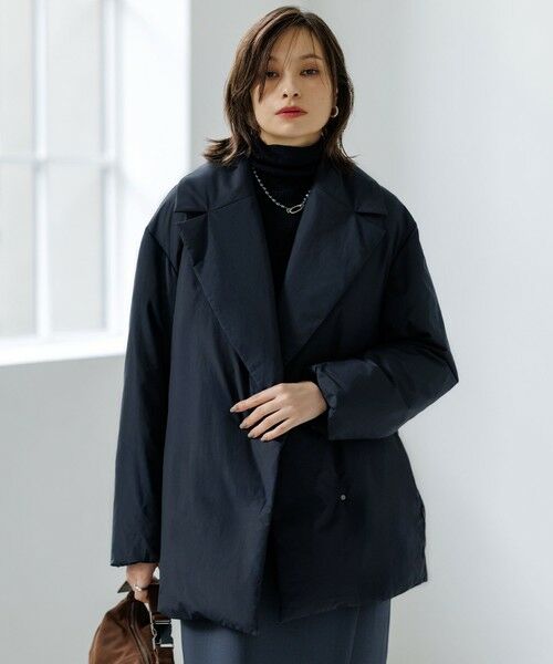 L size ONWARD(大きいサイズ)/エルサイズオンワード 【撥水加工】ADSダウン Pコート ネイビー系 42