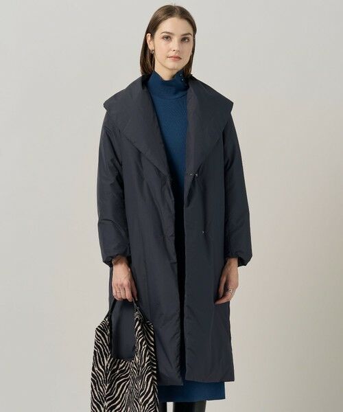L size ONWARD(大きいサイズ)/エルサイズオンワード 【撥水加工】ADS ダウン ショールカラーロングコート ネイビー系 44