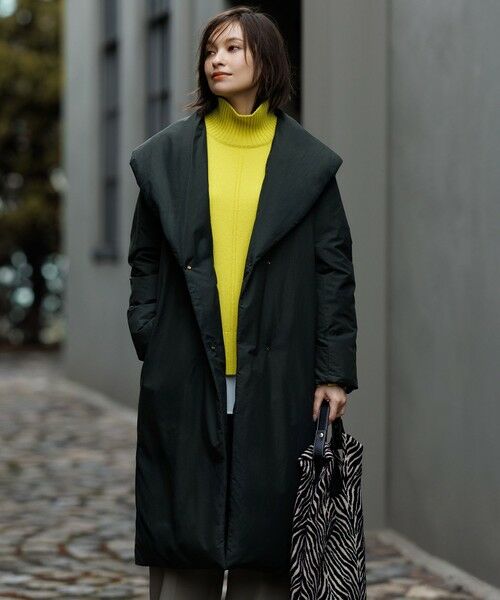 L size ONWARD(大きいサイズ)/エルサイズオンワード 【撥水加工】ADS ダウン ショールカラーロングコート チャコールグレー系 42