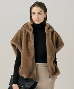 L size ONWARD(大きいサイズ) / エルサイズオンワード その他アウター | 【洗える】ミンクライクファー フーディジレ コート