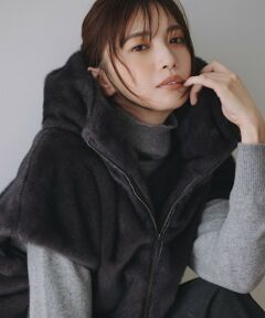 L size ONWARD(大きいサイズ) / エルサイズオンワード その他アウター | 【洗える】ミンクライクファー フーディジレ コート