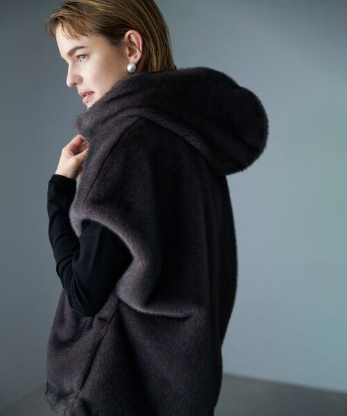 L size ONWARD(大きいサイズ) / エルサイズオンワード その他アウター | 【洗える】ミンクライクファー フーディジレ コート | 詳細11