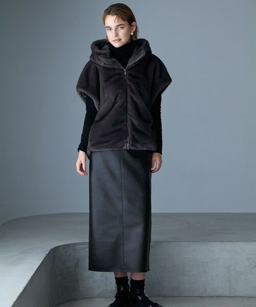 L size ONWARD(大きいサイズ) / エルサイズオンワード その他アウター | 【洗える】ミンクライクファー フーディジレ コート | 詳細12