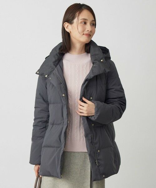 L size ONWARD(大きいサイズ)/エルサイズオンワード 【洗える・2way】タフタダウン ミドル丈 コート スレート系 T13 L size ONWARD(大きいサイズ)/エルサイズオンワード 【洗える・2way】タフタダウン ミドル丈 コート スレート系 T13