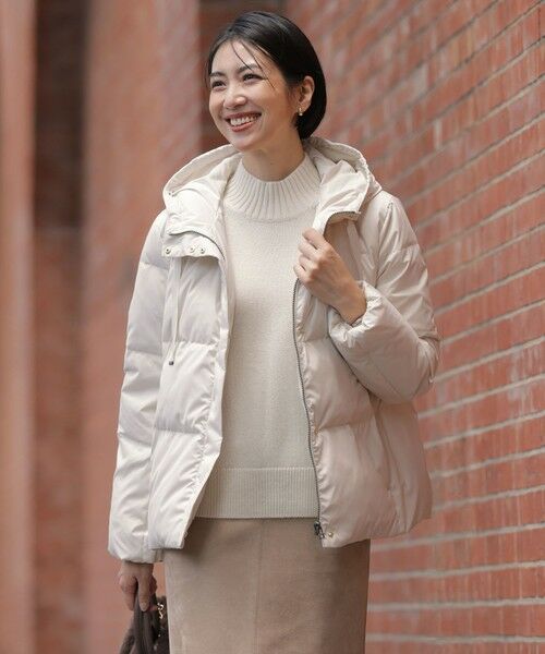 L size ONWARD(大きいサイズ)/エルサイズオンワード 【洗える】タフタダウン ショート丈 コート アイボリー系 T15