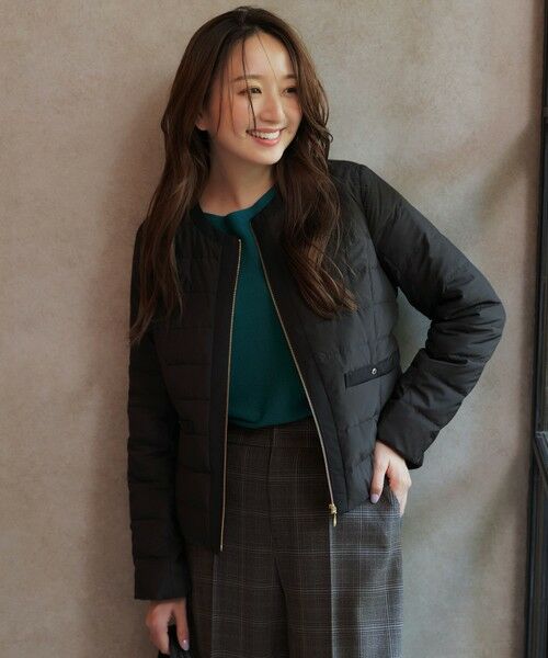 L size ONWARD(大きいサイズ)/エルサイズオンワード 【撥水・洗える】2WAYノーカラーダウン ジャケット ブラック XL L size ONWARD(大きいサイズ)/エルサイズオンワード 【撥水・洗える】2WAYノーカラーダウン ジャケット ブラック XL