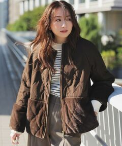 L size ONWARD(大きいサイズ) / エルサイズオンワード テーラードジャケット | フェイクファーコンビキルティング アウター