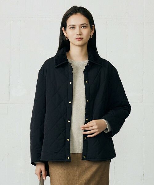 L size ONWARD(大きいサイズ)/エルサイズオンワード キルト アウター ブラック 44 L size ONWARD(大きいサイズ)/エルサイズオンワード キルト アウター ブラック 44