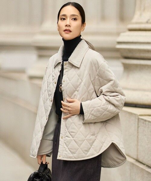 L size ONWARD(大きいサイズ)/エルサイズオンワード キルト アウター ライトベージュ 44 L size ONWARD(大きいサイズ)/エルサイズオンワード キルト アウター ライトベージュ 44