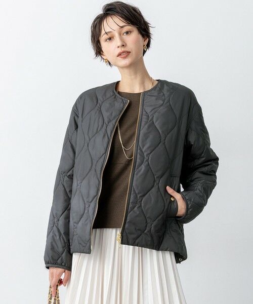 L size ONWARD(大きいサイズ)/エルサイズオンワード 【撥水加工】中綿パディング コンパクト アウター グレー系 48