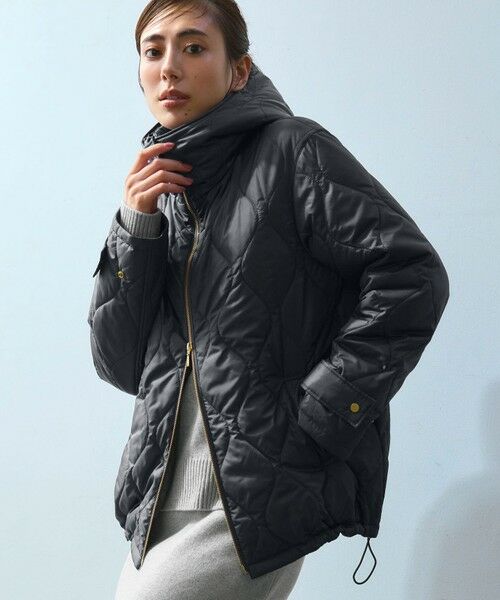 L size ONWARD(大きいサイズ)/エルサイズオンワード 【撥水加工】中綿パディング フード アウター グレー系 46