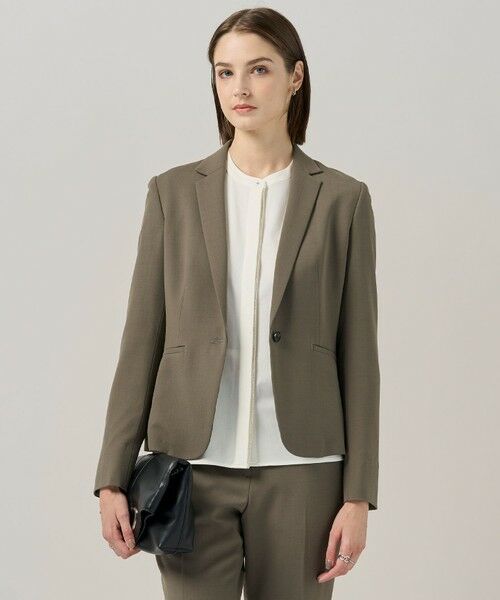 L size ONWARD(大きいサイズ)/エルサイズオンワード 【UVカット・洗える】ウール2WAYストレッチ テーラードジャケット モカ 42 L size ONWARD(大きいサイズ)/エルサイズオンワード 【UVカット・洗える】ウール2WAYストレッチ テーラードジャケット モカ 42