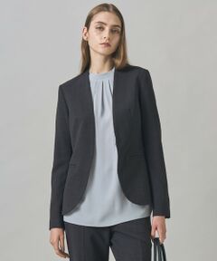 L size ONWARD(大きいサイズ) / エルサイズオンワード ノーカラージャケット | 【UVカット・洗える】ウール2WAYストレッチ ノーカラージャケット