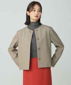 L size ONWARD(大きいサイズ) / エルサイズオンワード ノーカラージャケット | 【WEB限定カラーあり】ツムギートflannel ノーカラー ジャケット