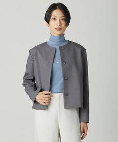 L size ONWARD(大きいサイズ) / エルサイズオンワード ノーカラージャケット | 【WEB限定カラーあり】ツムギートflannel ノーカラー ジャケット