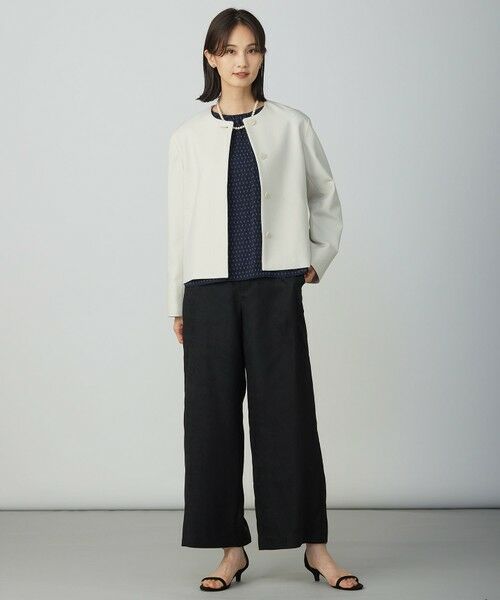 L size ONWARD(大きいサイズ) / エルサイズオンワード ノーカラージャケット | 【WEB限定カラーあり】ツムギートflannel ノーカラー ジャケット | 詳細3