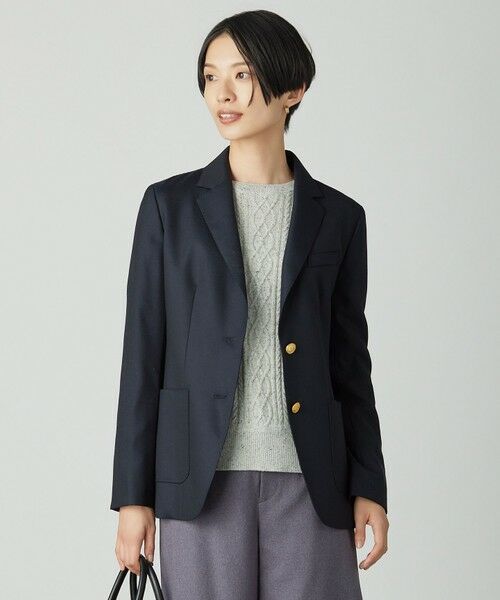 L size ONWARD(大きいサイズ)/エルサイズオンワード オックス シングル テーラードジャケット ネイビー系 T17