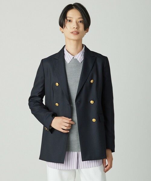 L size ONWARD(大きいサイズ)/エルサイズオンワード オックス ダブル テーラードジャケット ネイビー系 T15