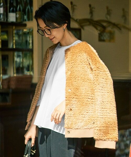 L size ONWARD(大きいサイズ) / エルサイズオンワード その他アウター | 【カタログ掲載】ファー アウター(キャメル)