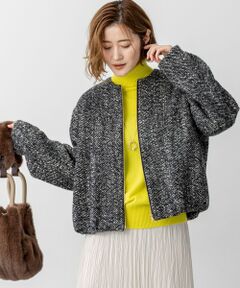 L size ONWARD(大きいサイズ) / エルサイズオンワード ブルゾン | 【STORY11月掲載】BALLI ヘリンボーンツイード ノーカラー ブルゾン
