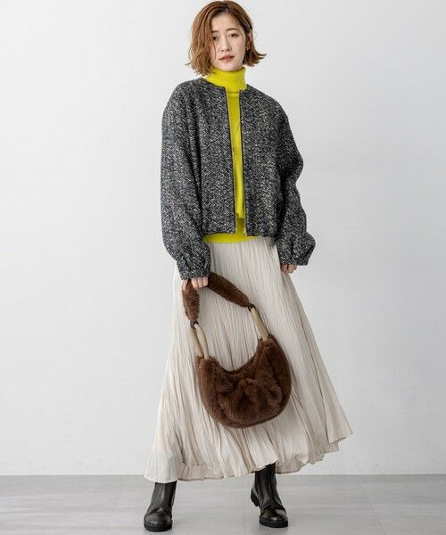 L size ONWARD(大きいサイズ) / エルサイズオンワード ブルゾン | 【STORY11月掲載】BALLI ヘリンボーンツイード ノーカラー ブルゾン | 詳細1