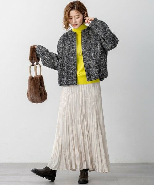 L size ONWARD(大きいサイズ) / エルサイズオンワード ブルゾン | 【STORY11月掲載】BALLI ヘリンボーンツイード ノーカラー ブルゾン | 詳細2