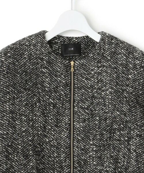 L size ONWARD(大きいサイズ) / エルサイズオンワード ブルゾン | 【STORY11月掲載】BALLI ヘリンボーンツイード ノーカラー ブルゾン | 詳細6