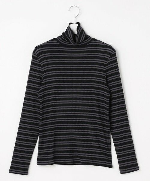 L size ONWARD(大きいサイズ) / エルサイズオンワード カットソー | カシミヤシルク シアーリブ ボーダー タートル カットソー | 詳細7