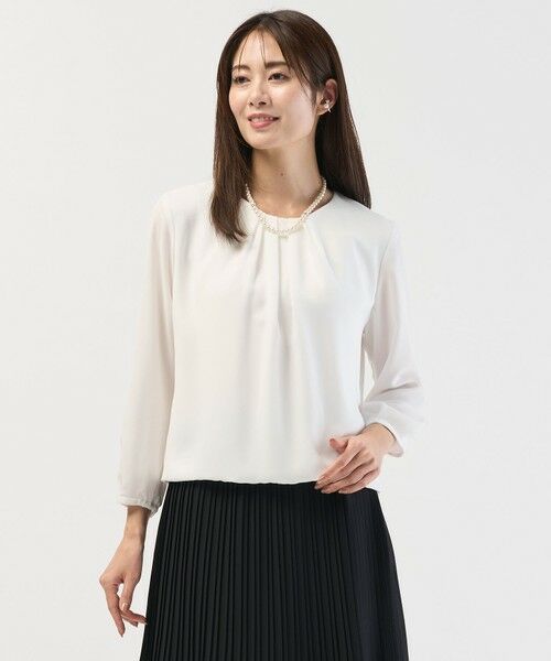 L size ONWARD(大きいサイズ)/エルサイズオンワード プルエラツイル カットソー ホワイト系 T13 L size ONWARD(大きいサイズ)/エルサイズオンワード プルエラツイル カットソー ホワイト系 T13